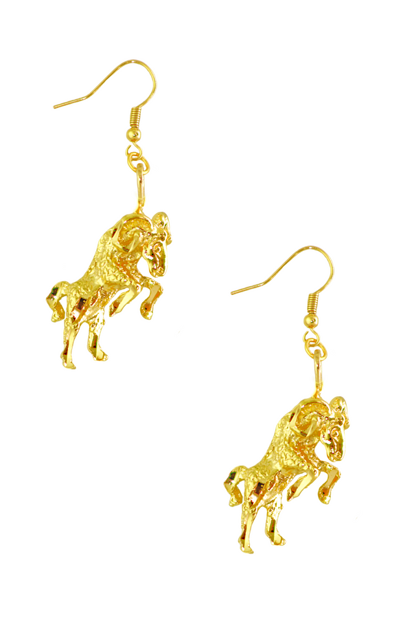The Ram (Aries) - 24K Gold Filled Vintage Earrings