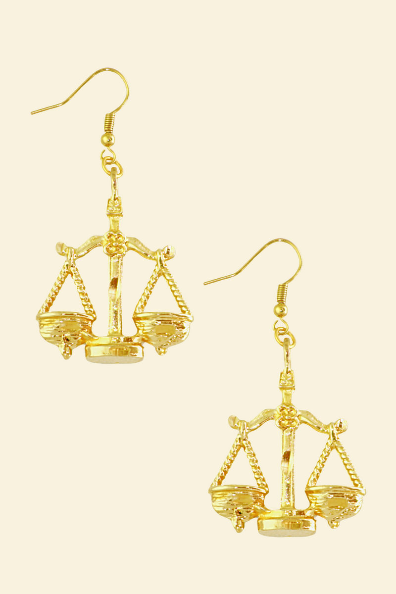 The Scales (Libra) - 24K Gold Filled Vintage Earrings