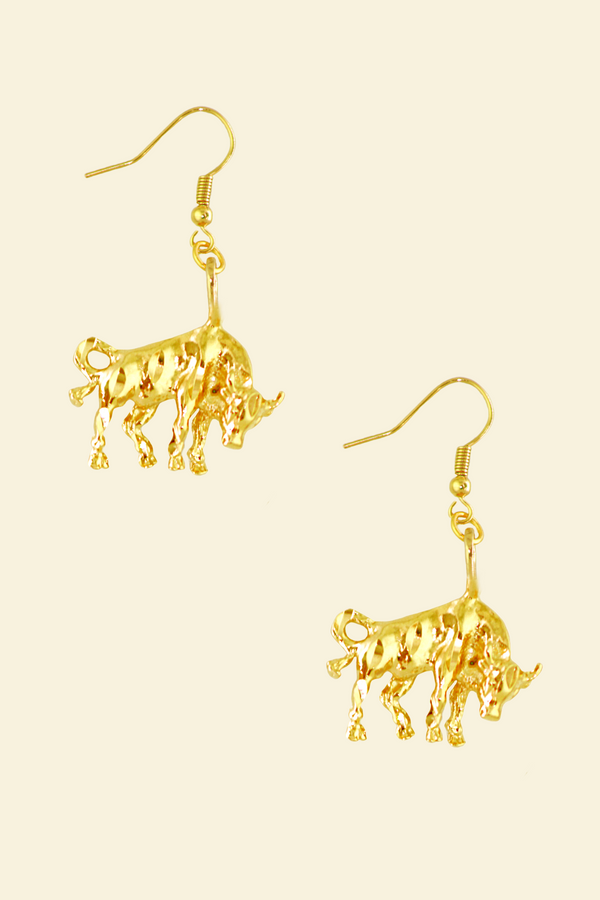 The Bull (Taurus) - 24K Gold Filled Vintage Earrings