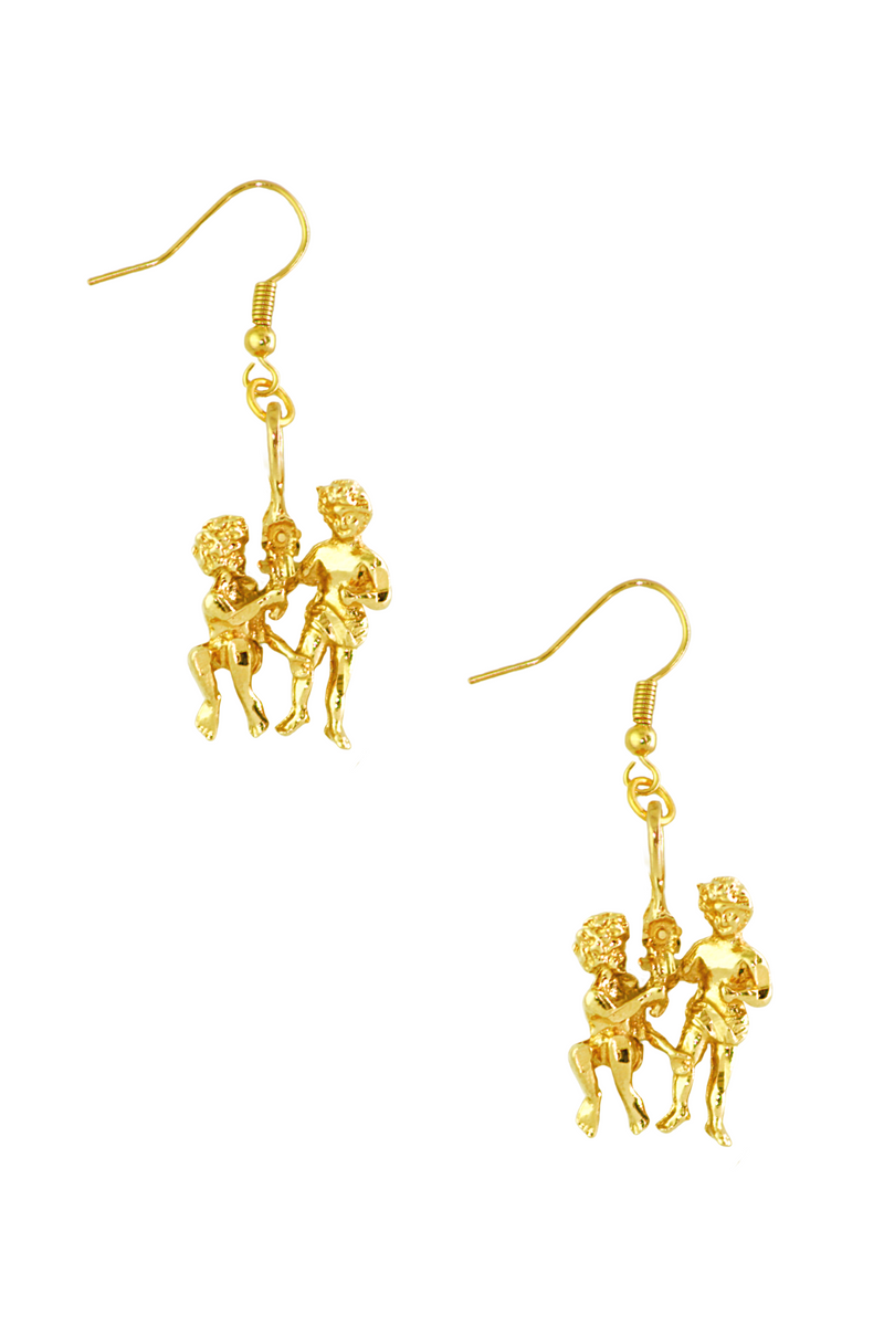 The Twins (Gemini) - 24K Gold Filled Vintage Earrings