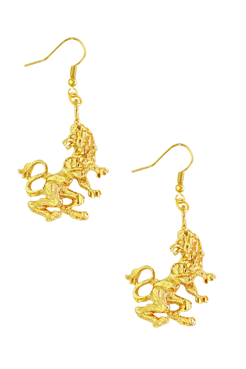 The Lion (Leo) - 24K Gold Filled Vintage Earrings