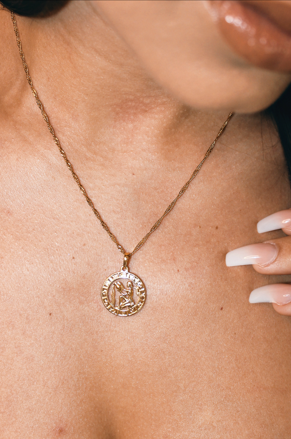 AQUARIOUS 24K GOLD PLATED ZODIAC NECKLACE