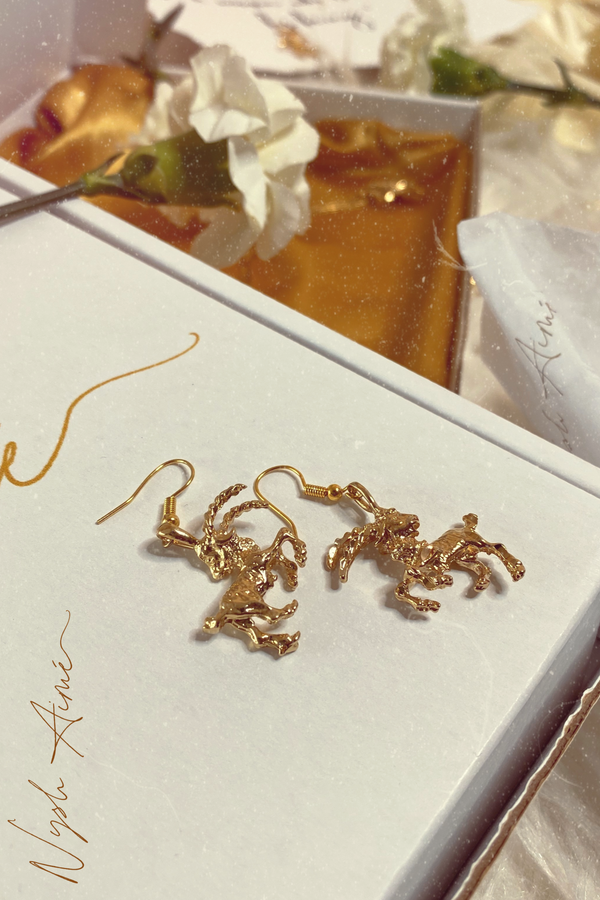 The Sea Goat (Capricorn) - 24K Gold Filled Vintage Earrings