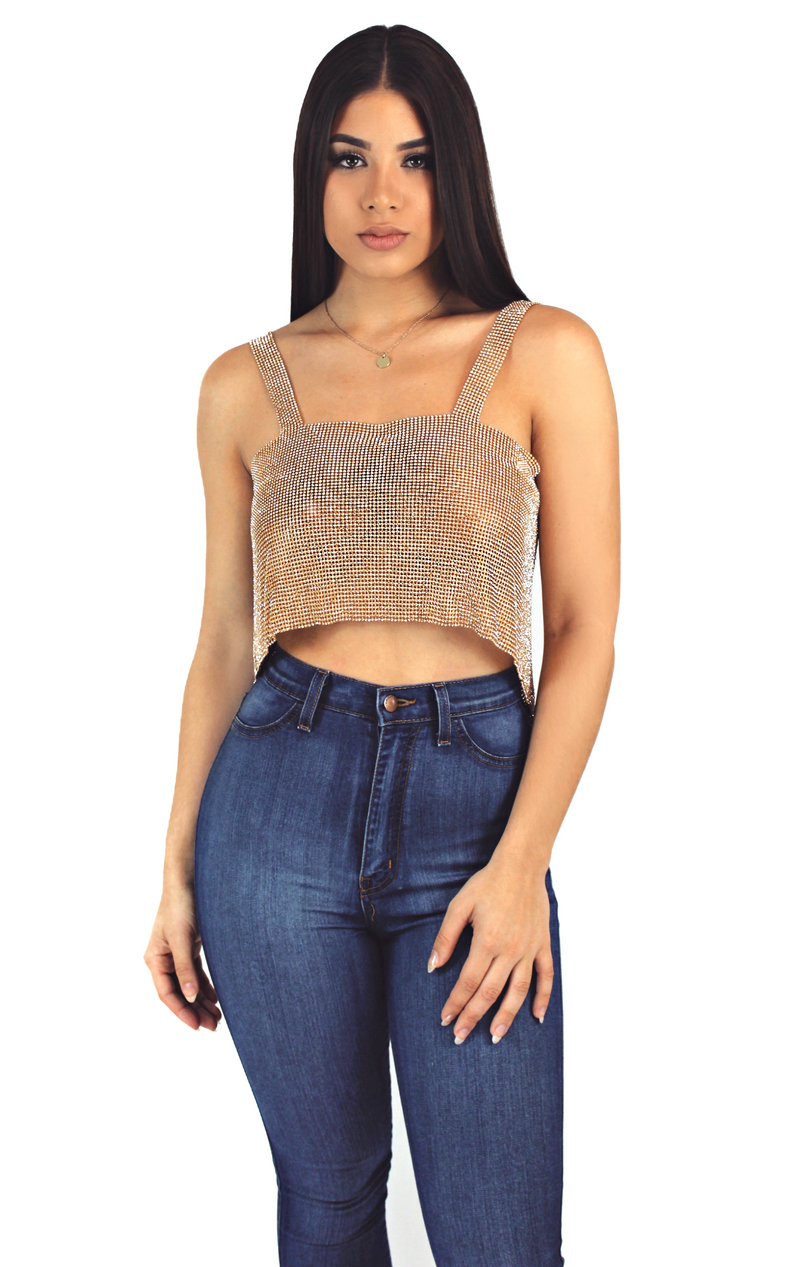 THE THICK STRAP GALA DIAMOND TOP - GOLD