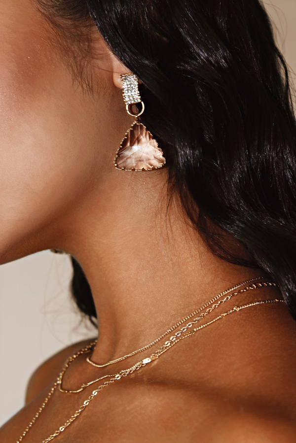 JAIDE CLEAR CRYSTALS x GLD DROP EARRINGS