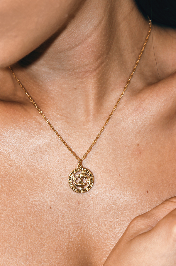 PISCES 24K GOLD PLATED ZODIAC NECKLACE