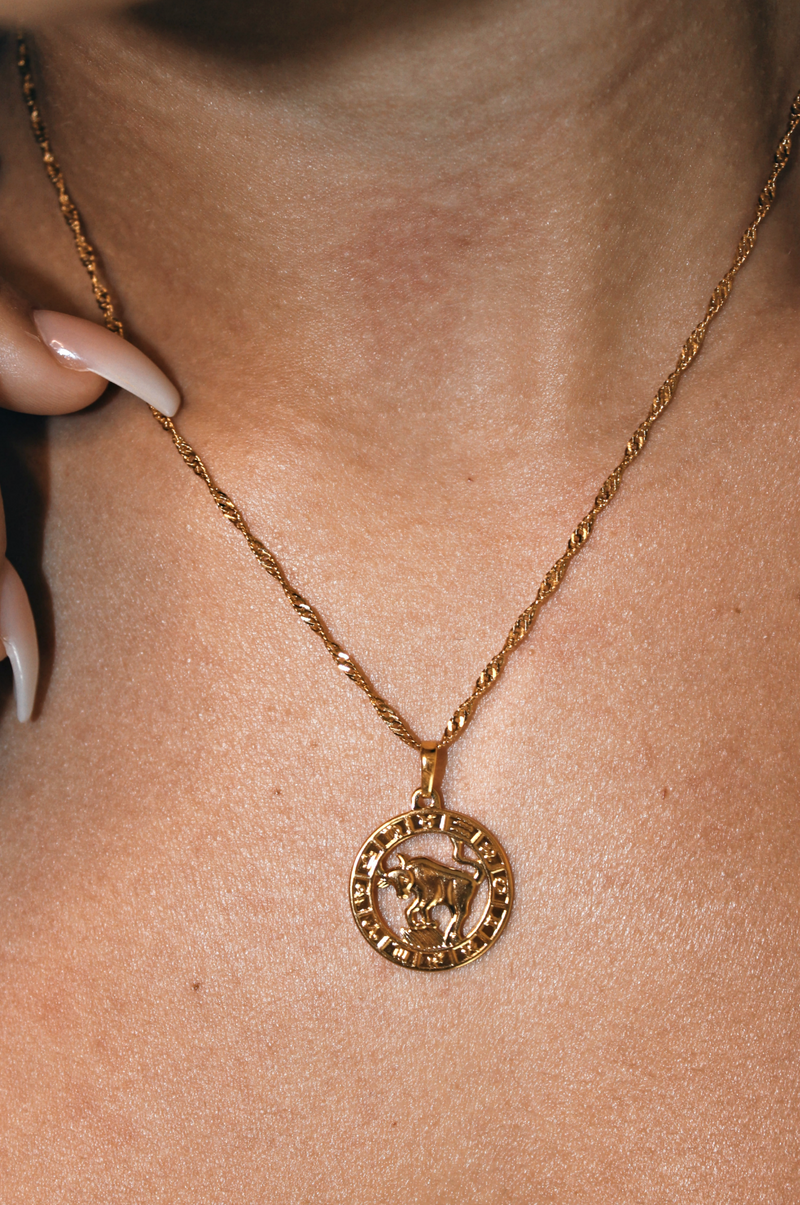 TAURUS 24K GOLD PLATED ZODIAC NECKLACE